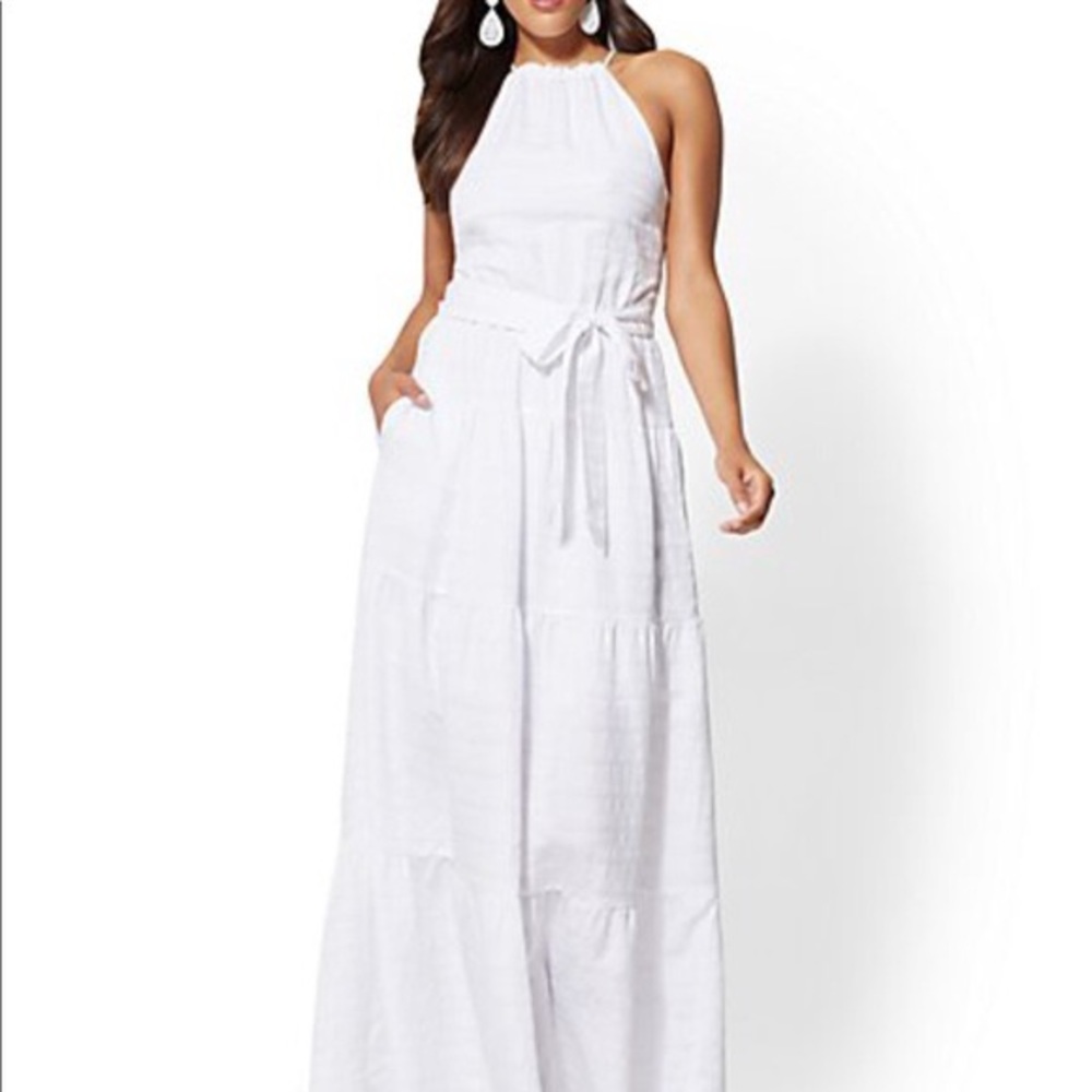 White Halter Maxi Dress